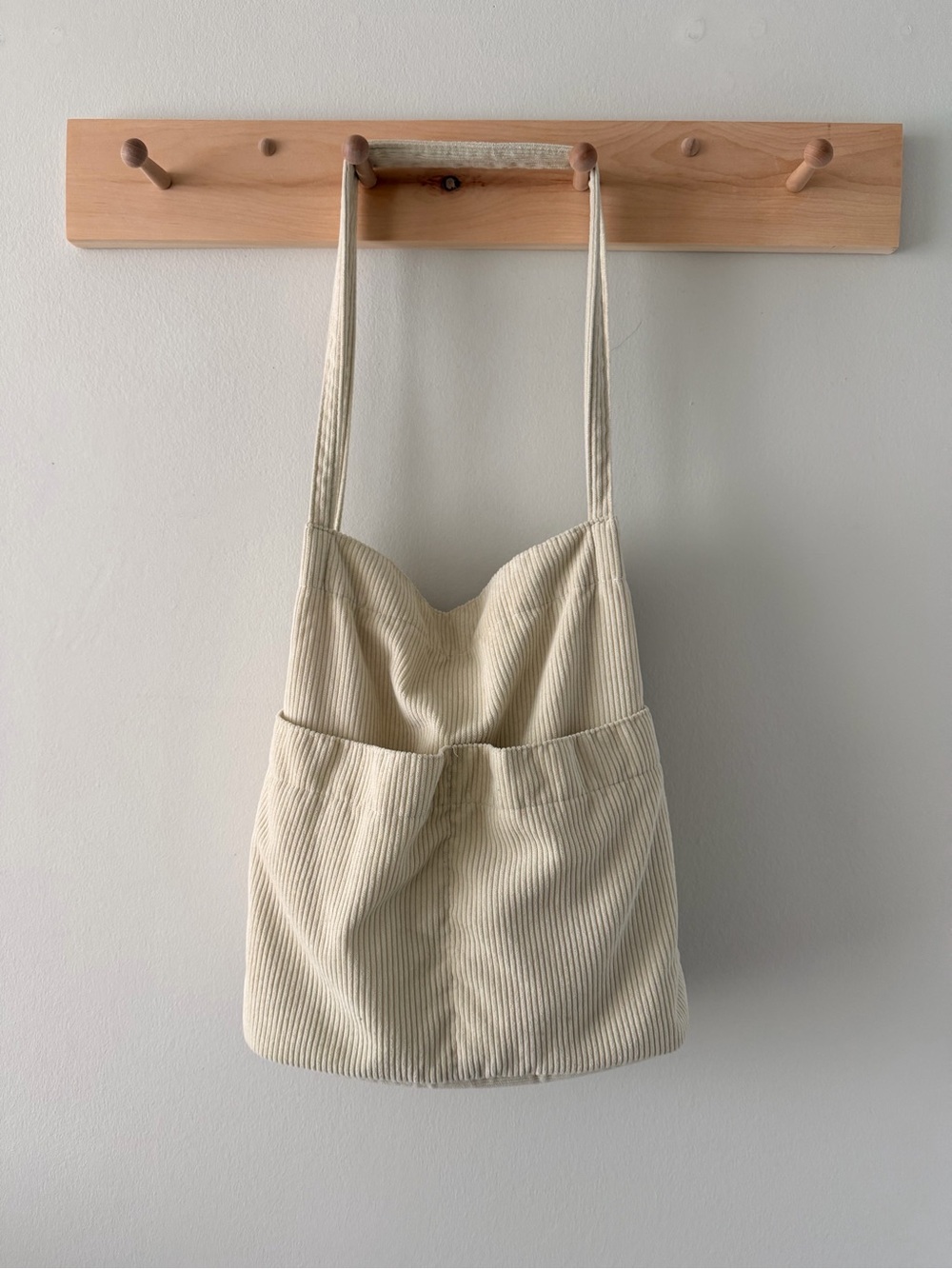 Cream Corduroy Shoulder Tote